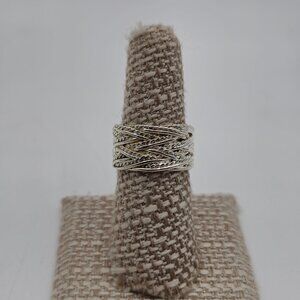 Size 7 Sterling Silver Braided Open Style Thick Band Ring A3589